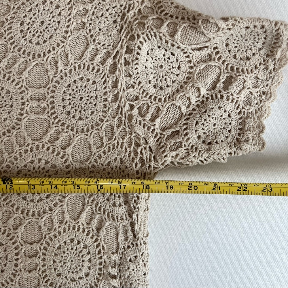Moda Intl Women’s Crochet Beige Lined Women’s Sweater - L - Picture 7 of 9